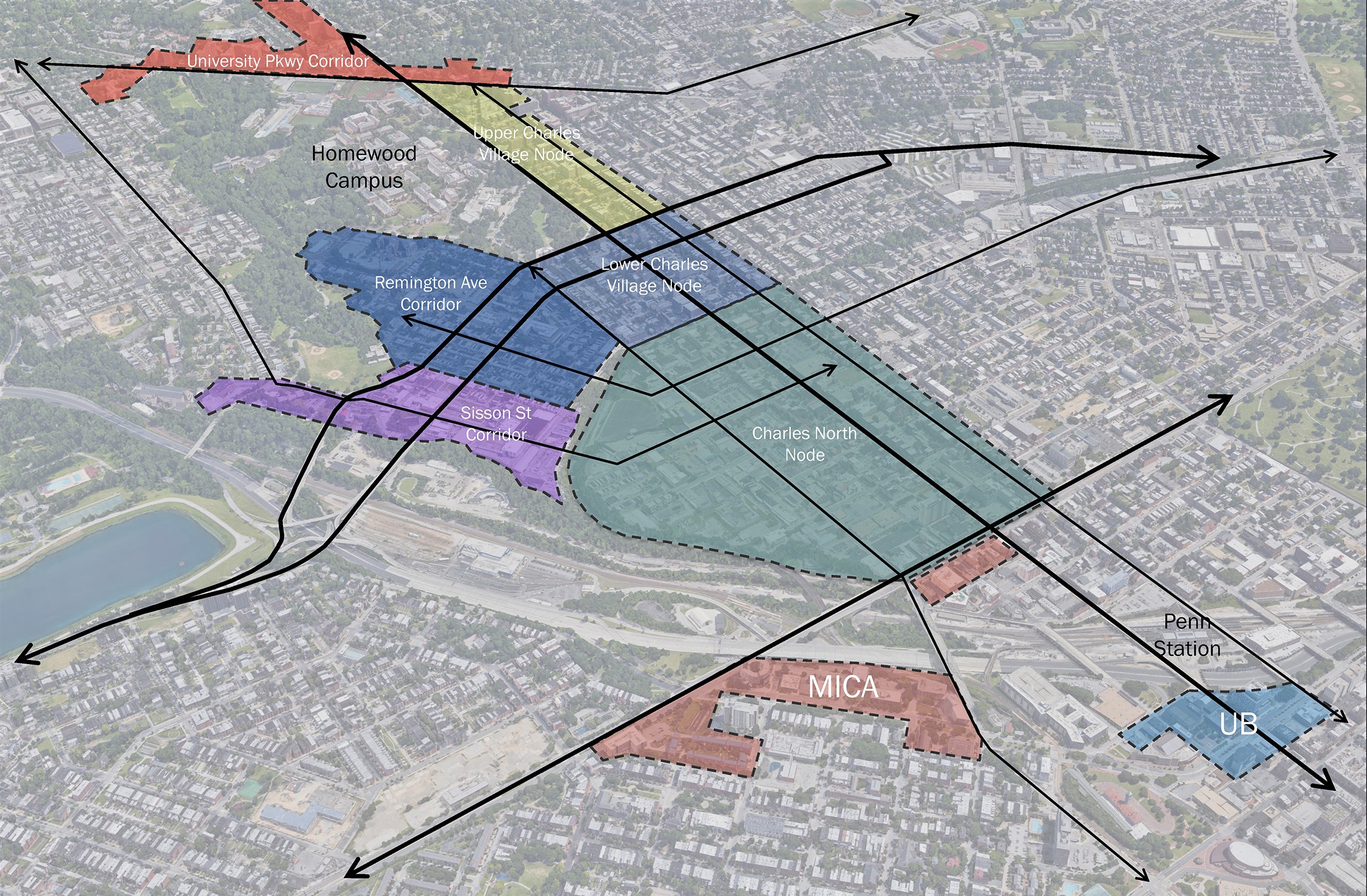Innovation drawing showing connectivity for a planning study at Johns Hopkins University