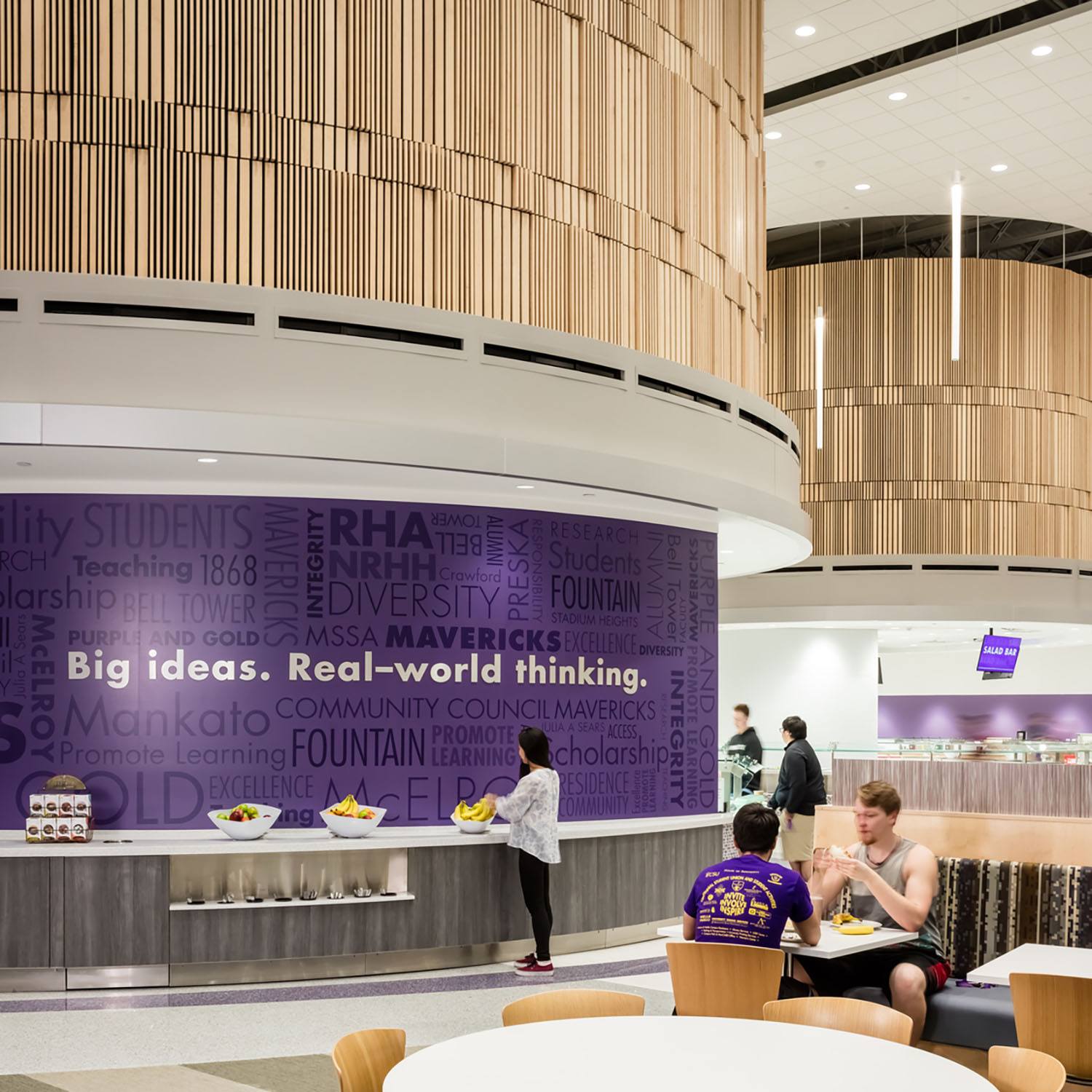 EGD - Central feature wall with monochromatic University and dining-specific messaging - Minnesota...
