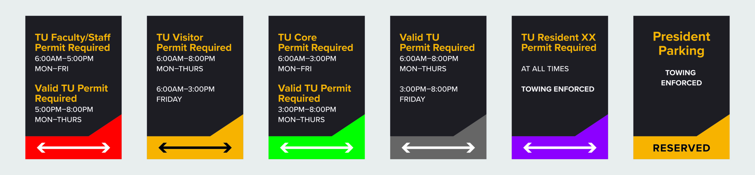 Towson University parking sign templates