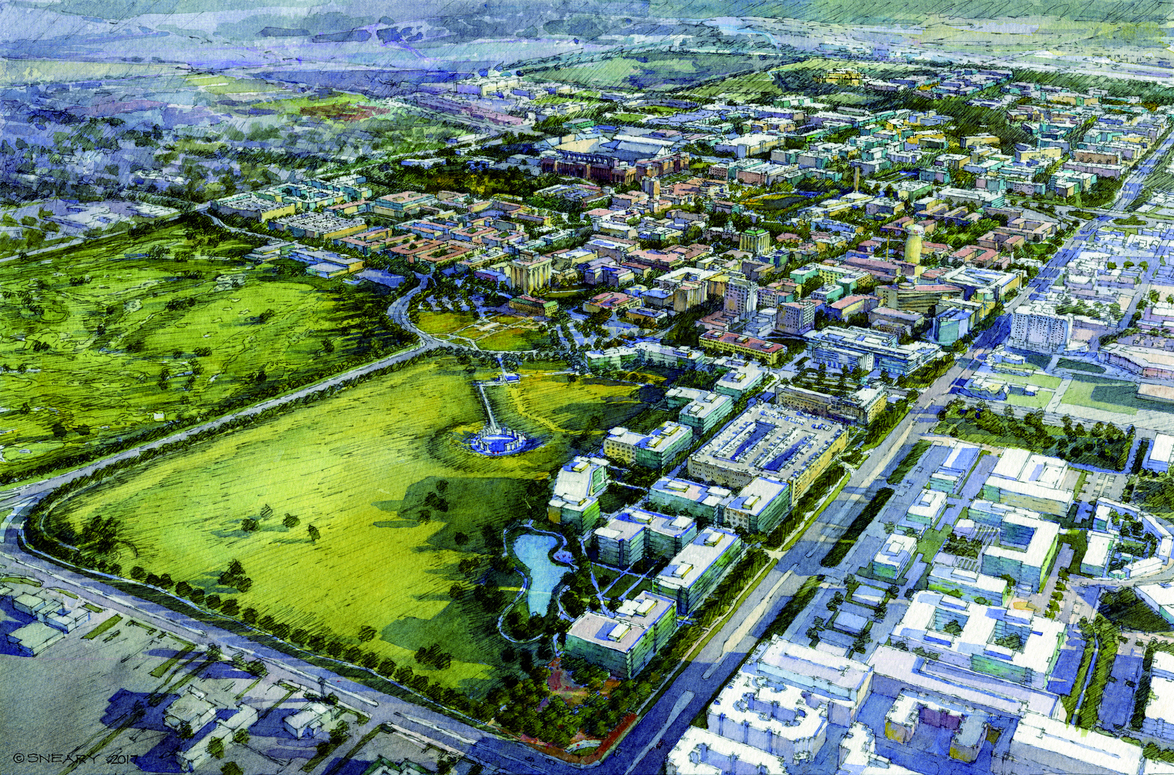 Color campus development plan graphic from the Texas A&M University 2017 Campus Master Plan.