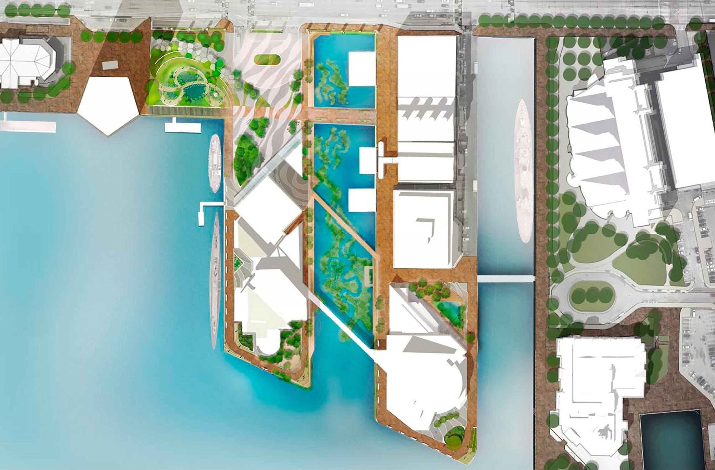 Illustrative plan view of the implemented recommendations for the National Aquarium Waterfront...