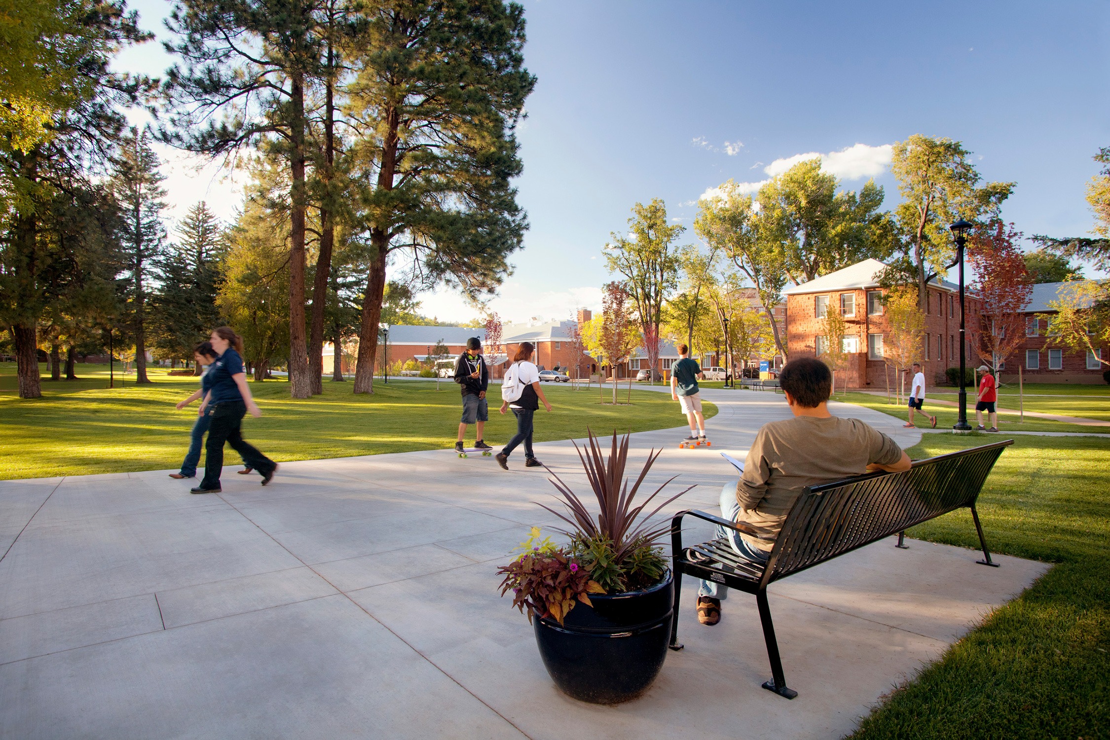 New bench and walkway in the North Quad at Northern Arizona University