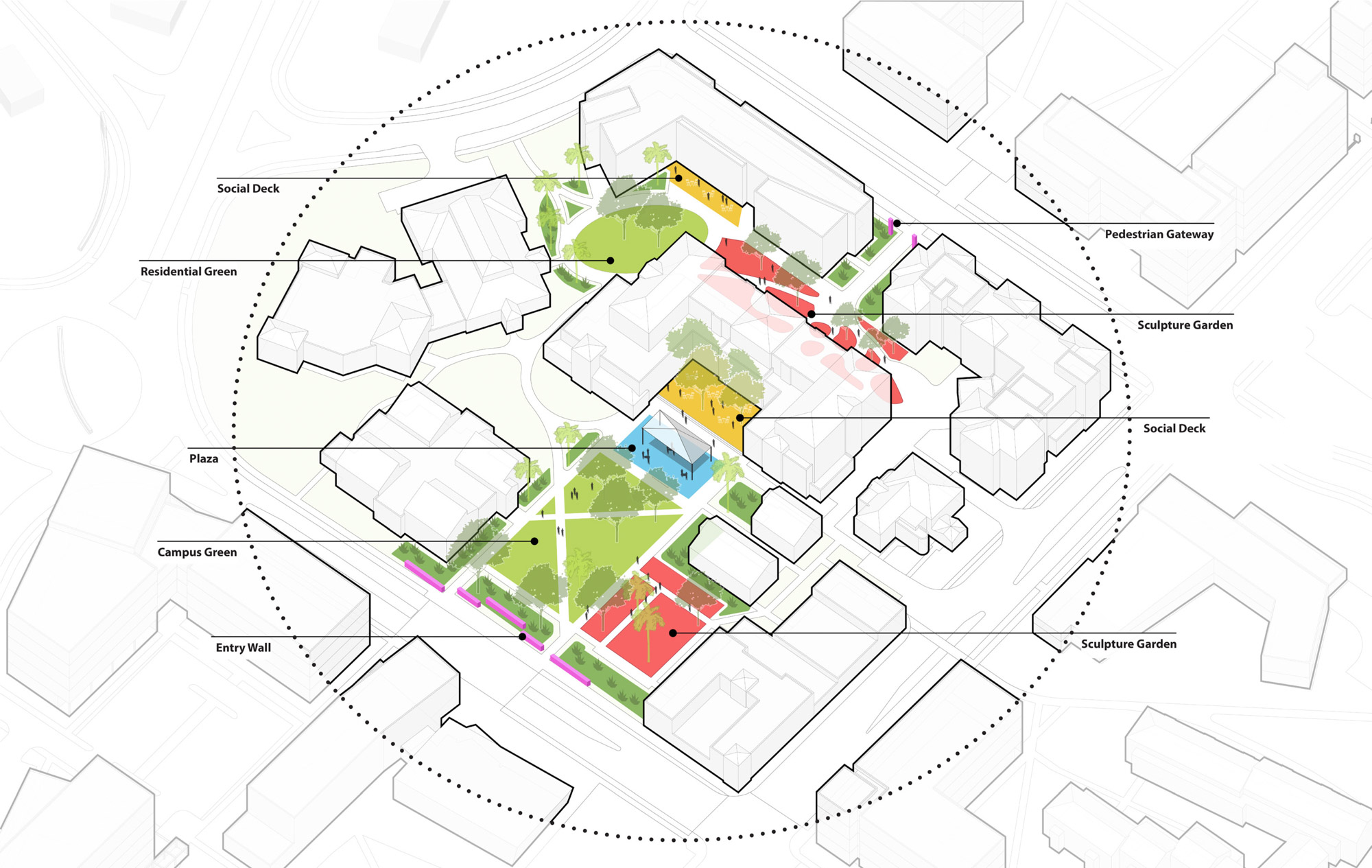 A Ringling plan diagram looking at the campus landscape