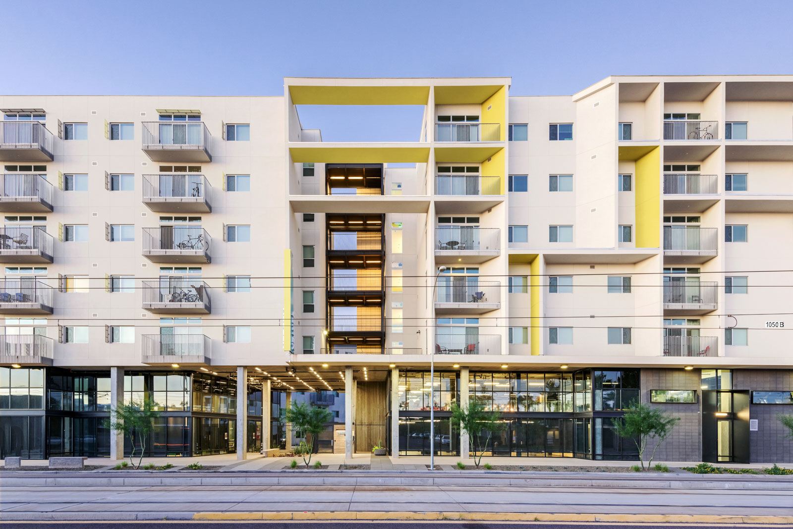 Exterior Entrance of Peak Campus' Vertex Student Housing