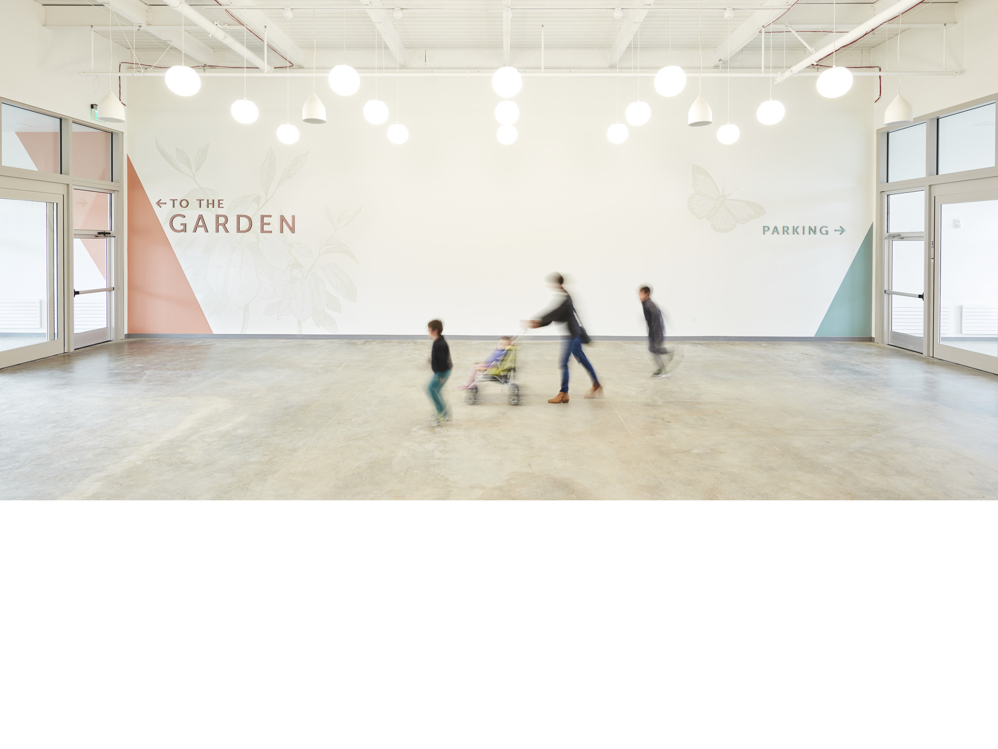 Nature-inspired graphic treatments provide a wayfinding element to the Phase One Visitor Center...