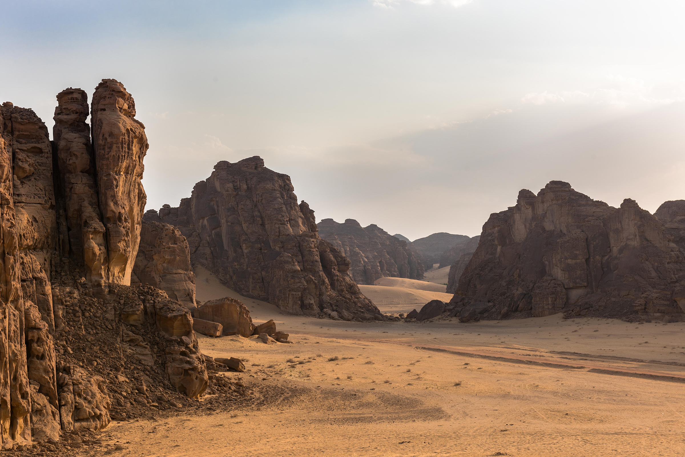 A view of the cliffs and canyons of Wadi AlFann
