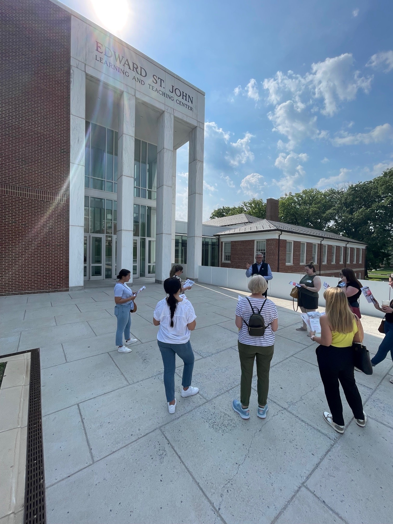 Ayers Saint Gross employees on a project tour of the Edward St. John Teaching and Learning Center...