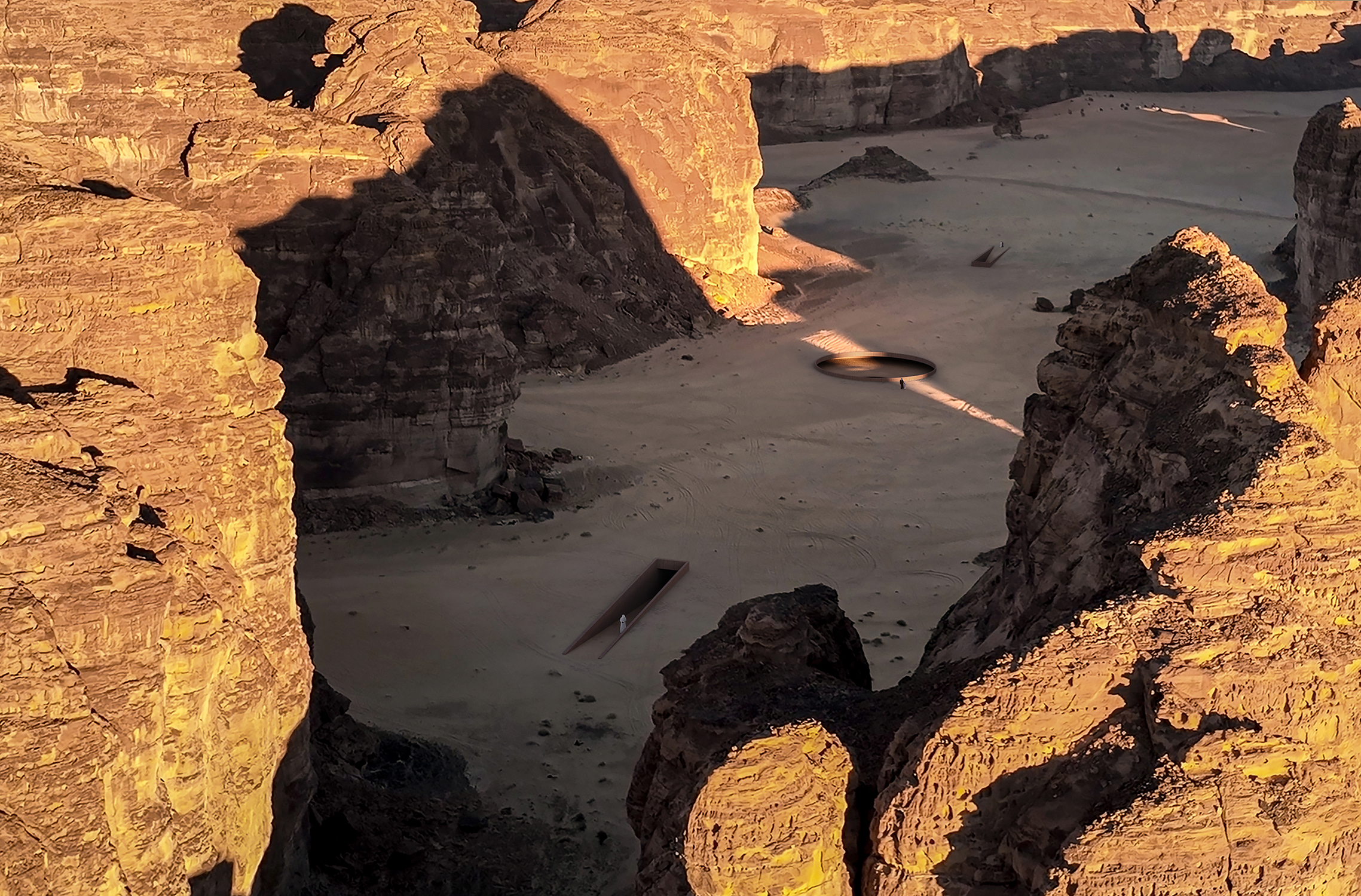 Rendering of Ashab Al-Lal by Ahmad Mater at Wadi AlFann