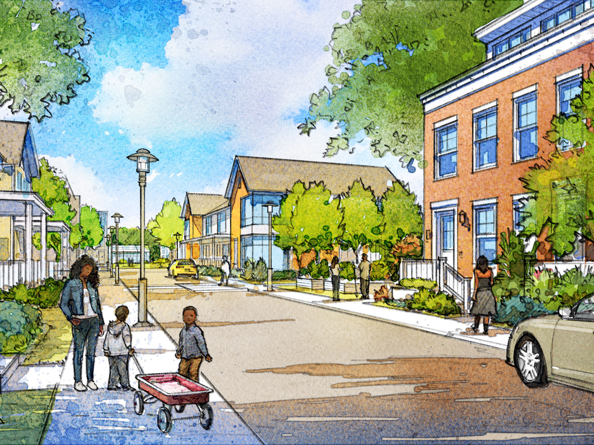 Harlem Park Neighborhood Master Plan Alley Perspective Rendering