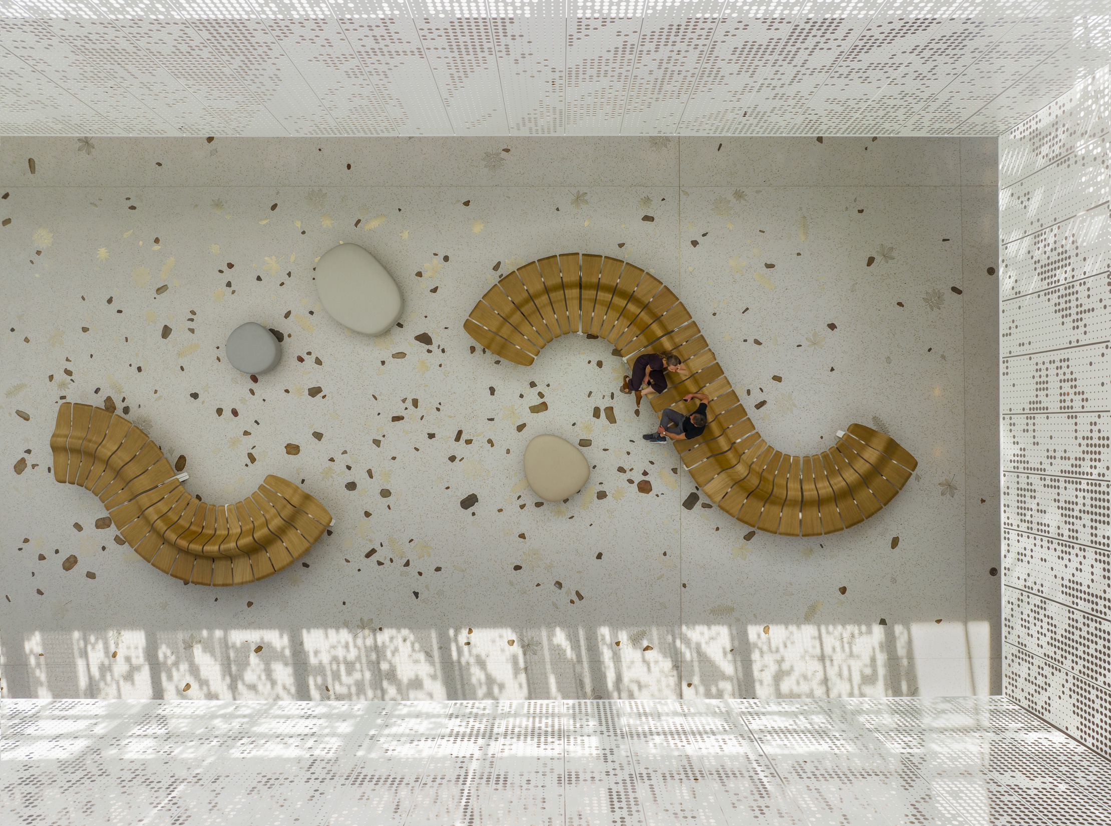 Lobby furniture in the Jack C. Taylor Visitor Center draws inspiration from natural forms.