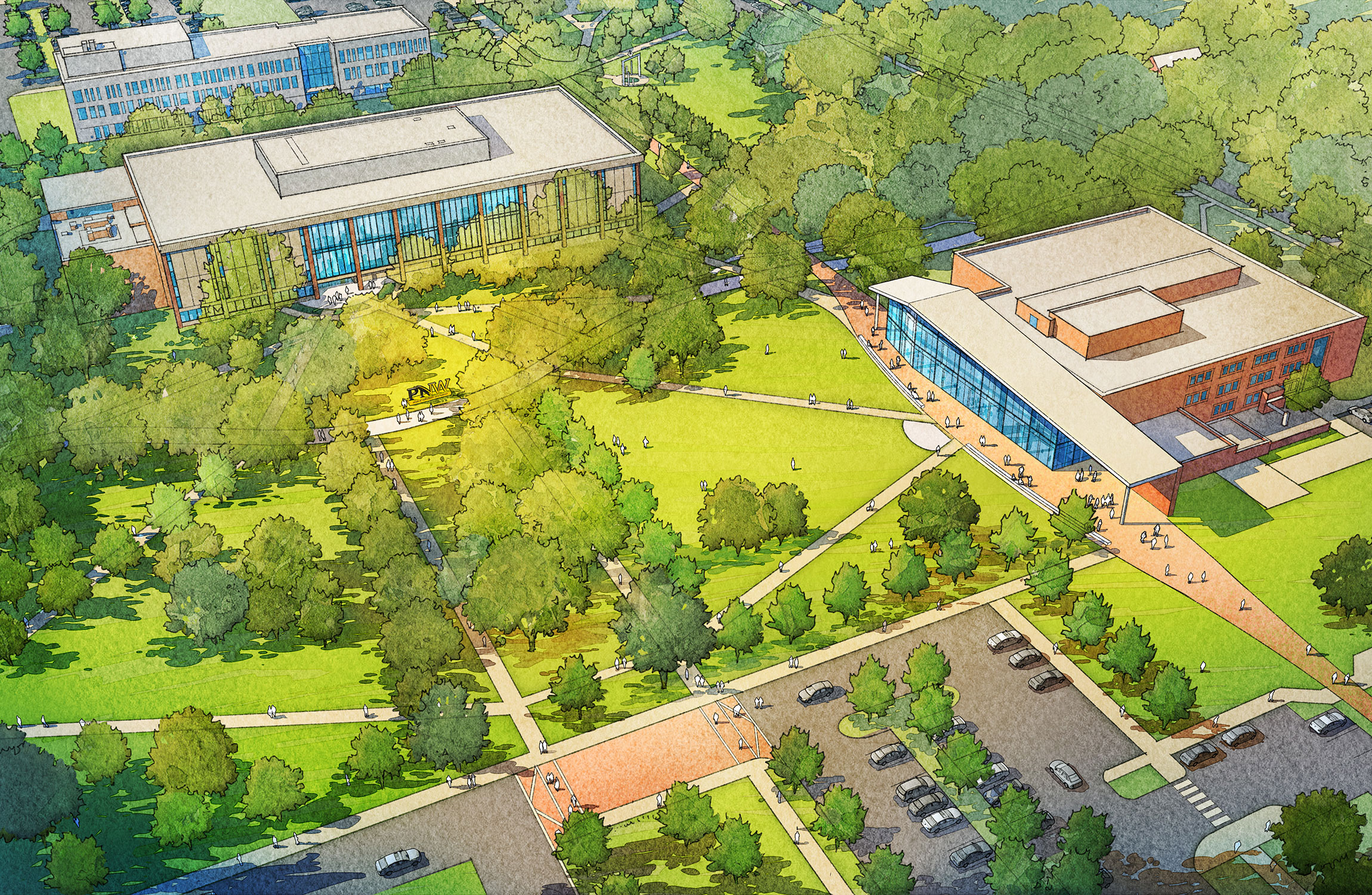 Purdue University Northwest Master Plan Library Green Space and Classroom Building