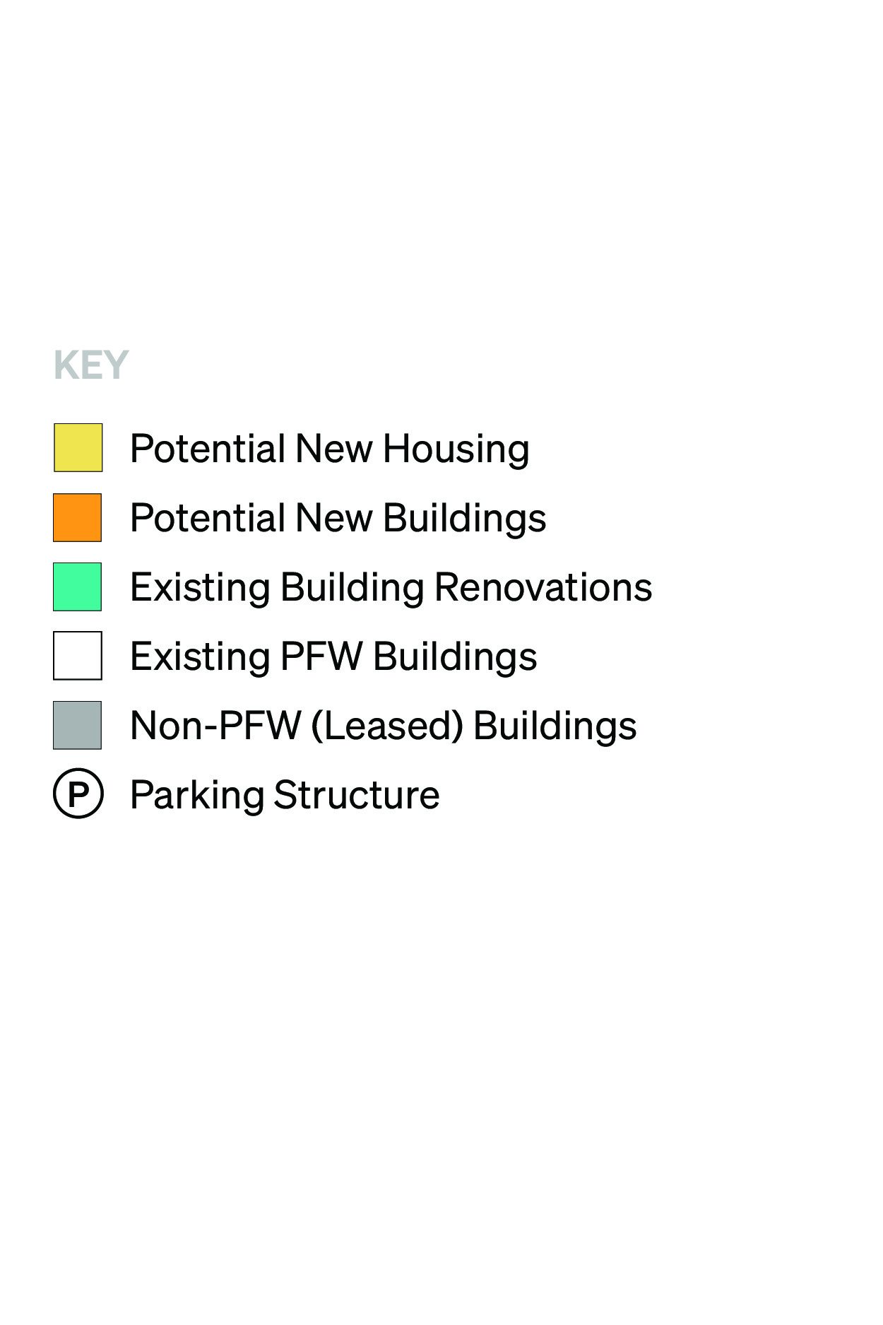 Purdue University Fort Wayne Master Plan Legend