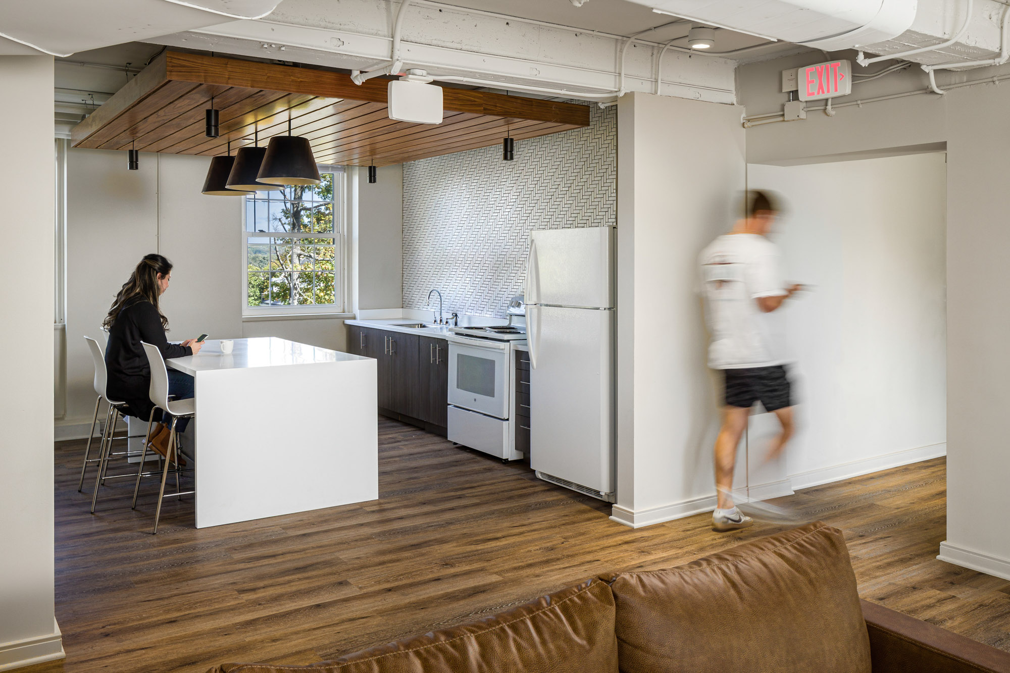 A shared kitchen in Denison University's renovated student housing