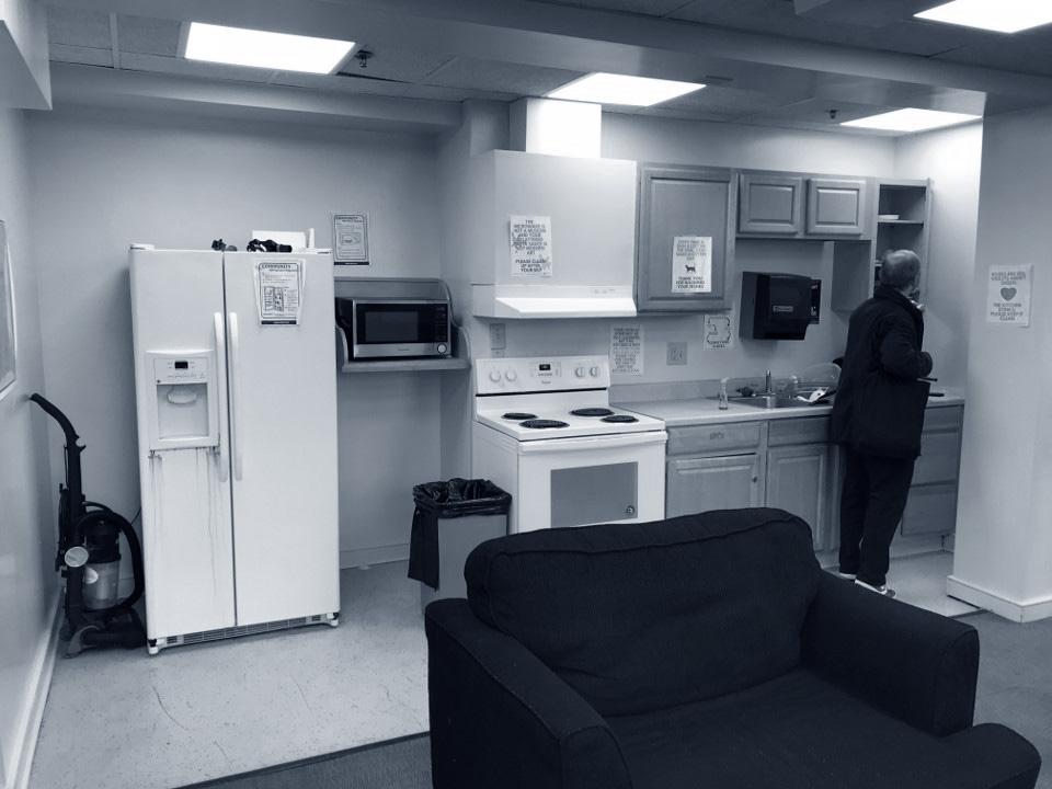 a before image of a shared kitchen space at Denison University