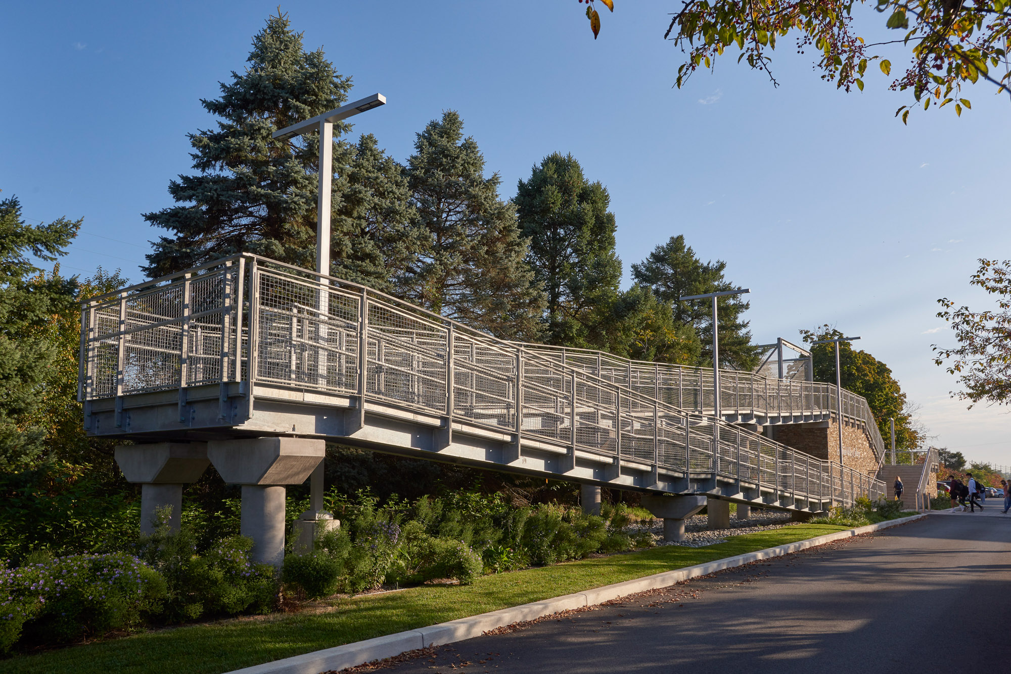 The south ramp of the Lebanon Valley College pedestrian bridge