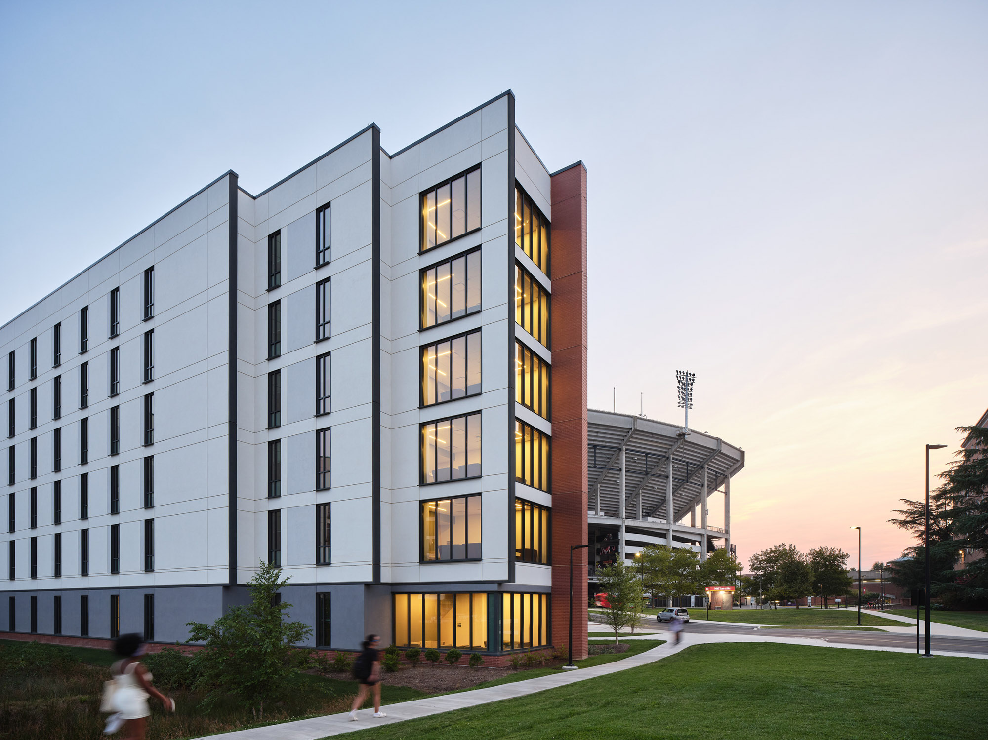 University of Maryland residence halls with the stadium in the background