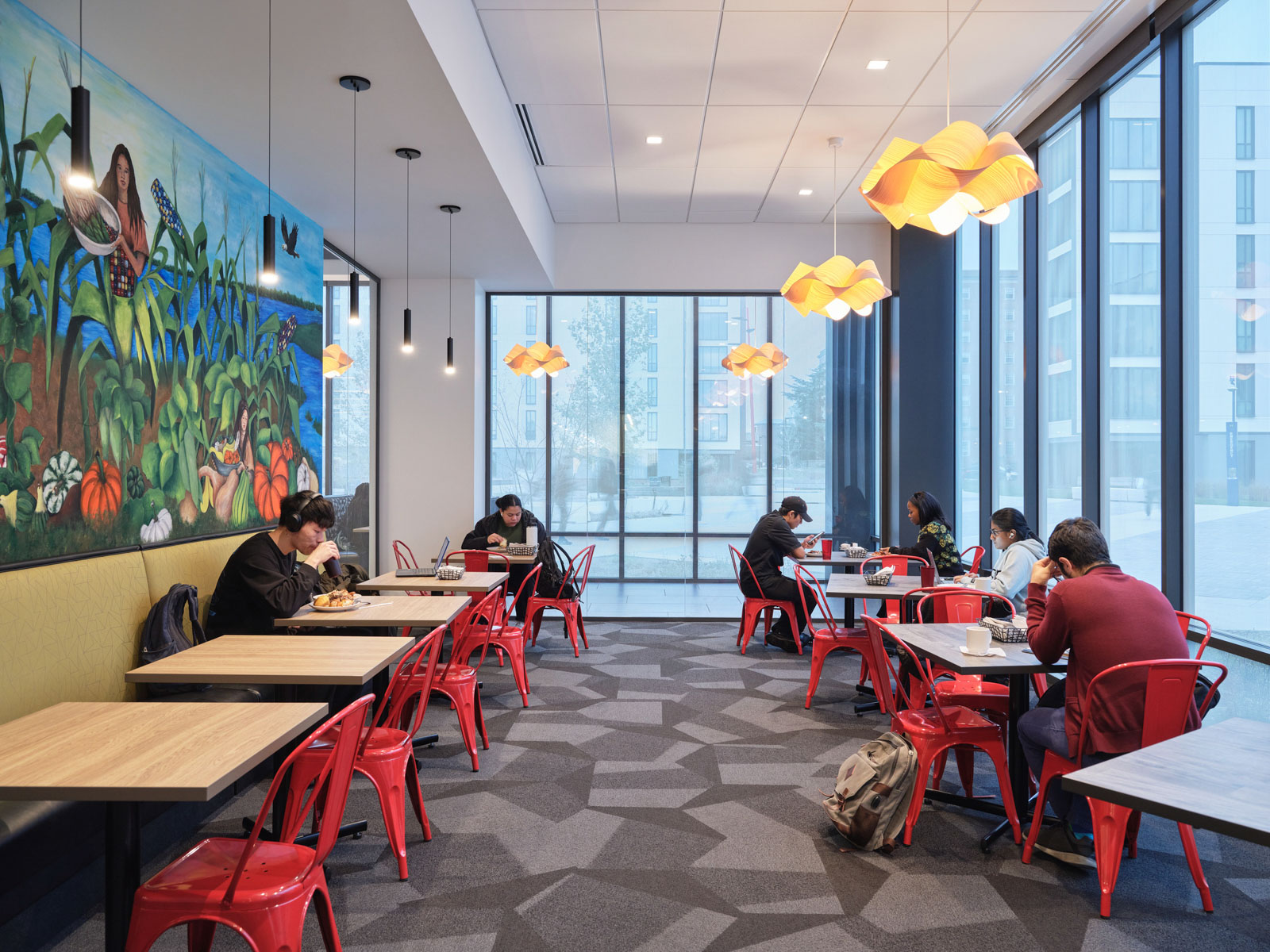 Environmental graphic design at University of Maryland's Yahentamitsi Dining Hall