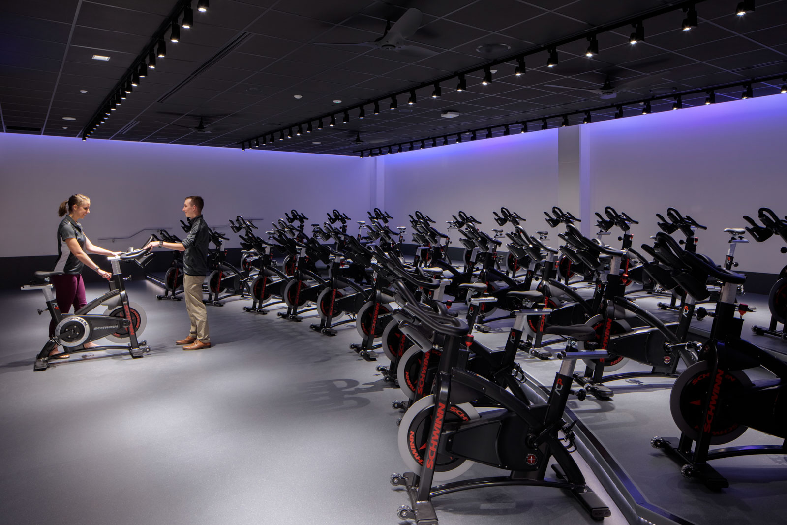 A cycling studio at Clemson University's The Hub