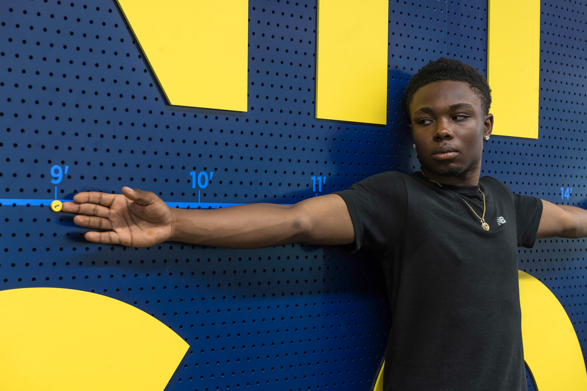 Environmental signage at Coppin State University allows students to measure their wingspans