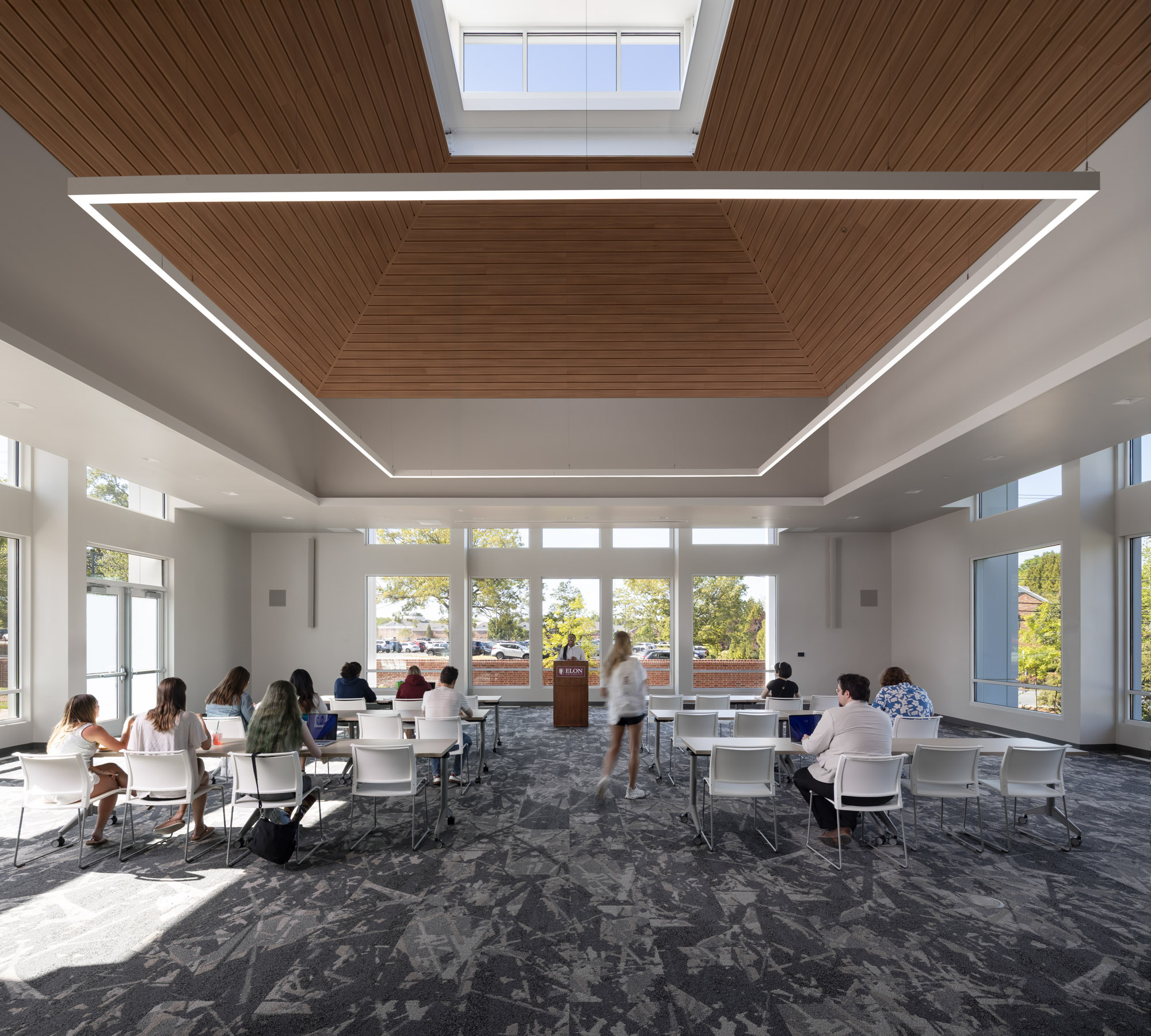 The forum space within Elon University's East Neighborhood Commons