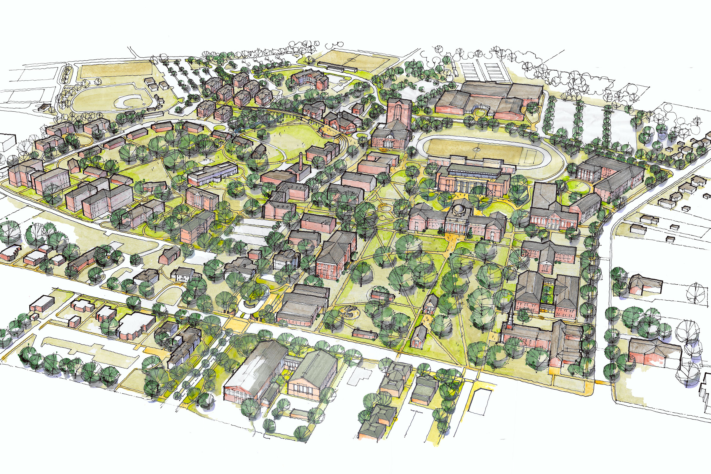 Davidson College Campus Master Plan Birds Eye Plan