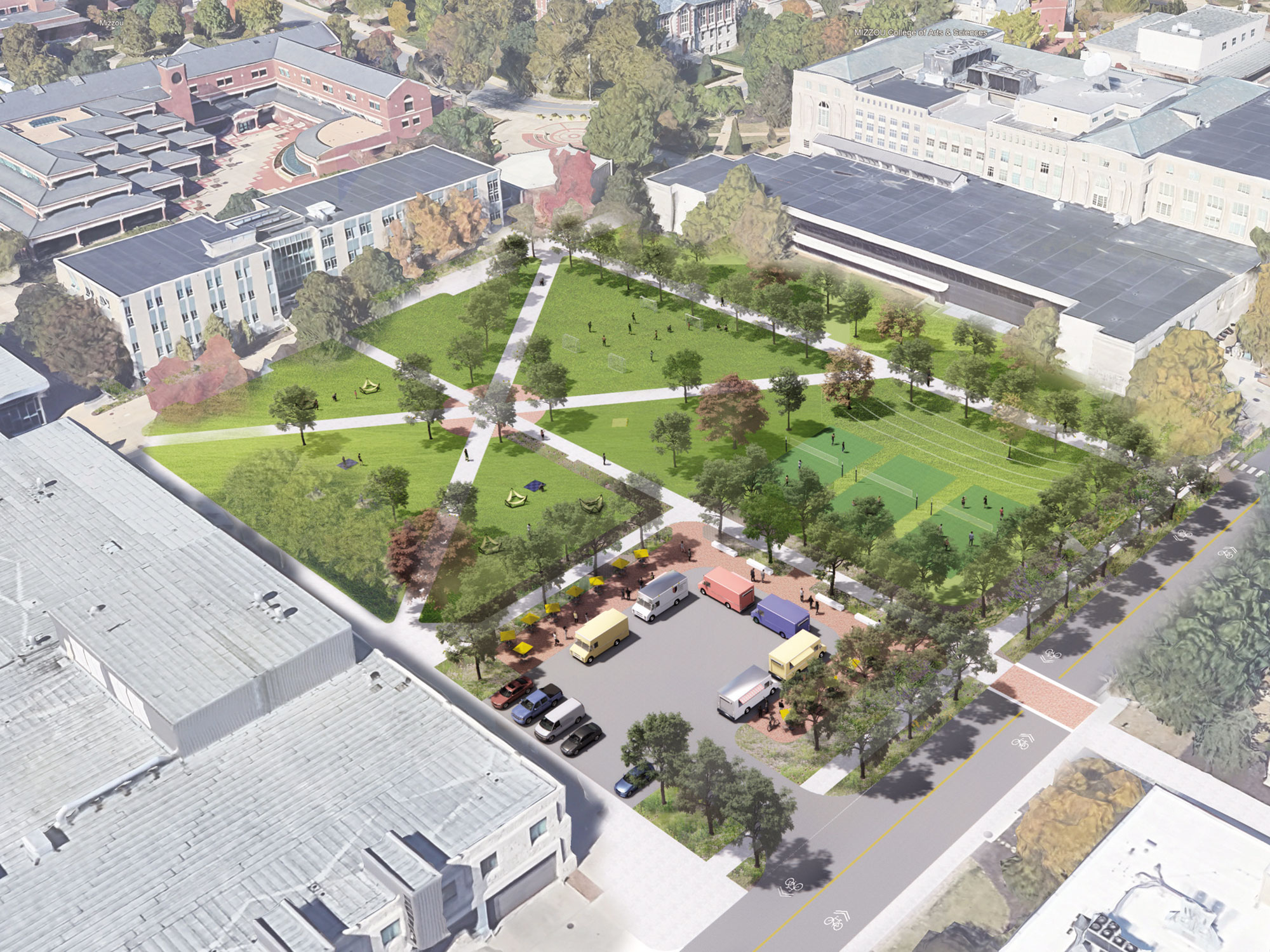 University of Missouri Campus Master Plan Quad Rendering